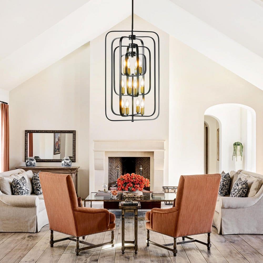 3-Tier 12-Light Modern Gold Geometric Chandelier Light Fixture for Dining Room or Kitchen price history on PriceWatchPro