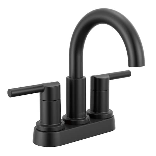 Delta Nicoli 4 in. Centerset Double Handle Bathroom Faucet in Matte Black