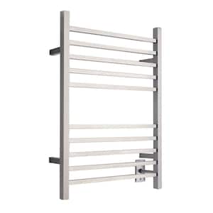 Radiant Square 10-Bar Combo Plug-in and Hardwired Electric Towel Warmer in Brushed Stainless Steel