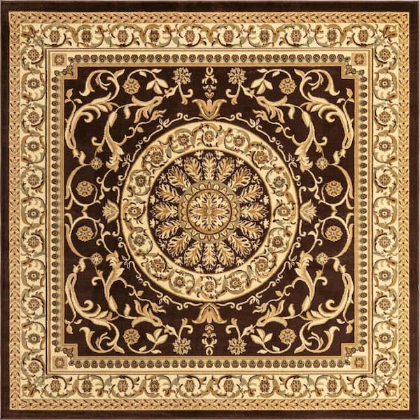 Unique Loom Versailles Napoleon Brown 8' 0 x 8' 0 Square Rug
