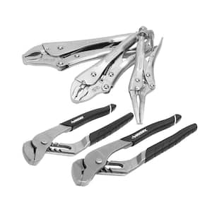 3-Piece, Locking Pliers Set and 2-Piece Groove Joint Pliers Set