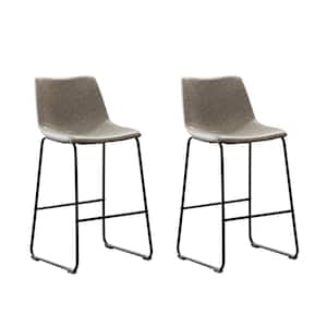 Clermont 39 in. Grey Upholstered Bar Stool (Set of 2)