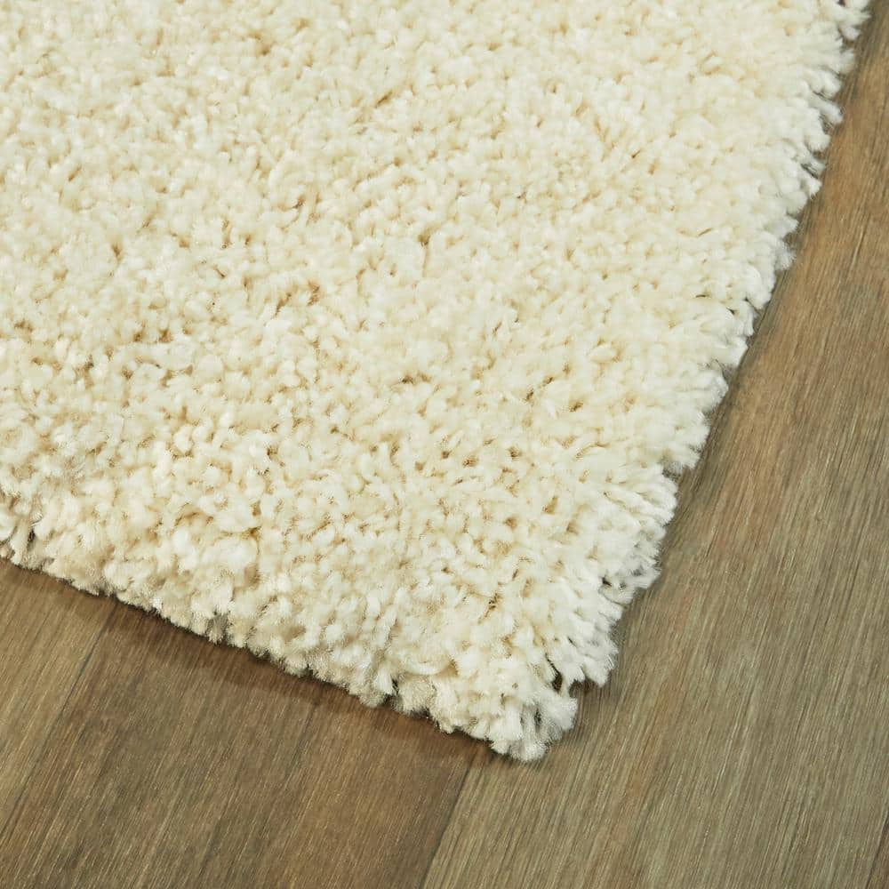 Colorful Rainbow Shag Kids Rug in Red and Cream, 5' x 7'
