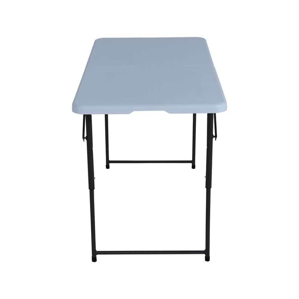 Gray Metal Frame Adjustable Height Folding Utility Table
