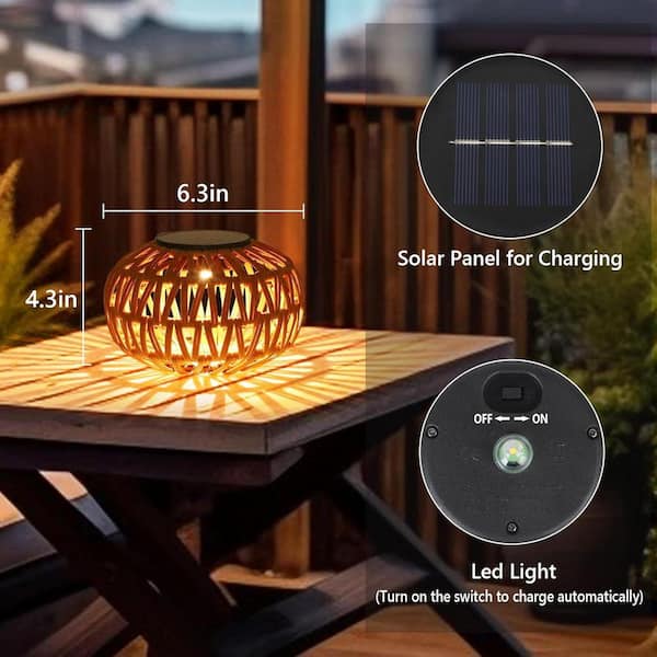 4 in. x 6 in. 2-Pieces Brown Plastic Solar Lanterns, Waterproof