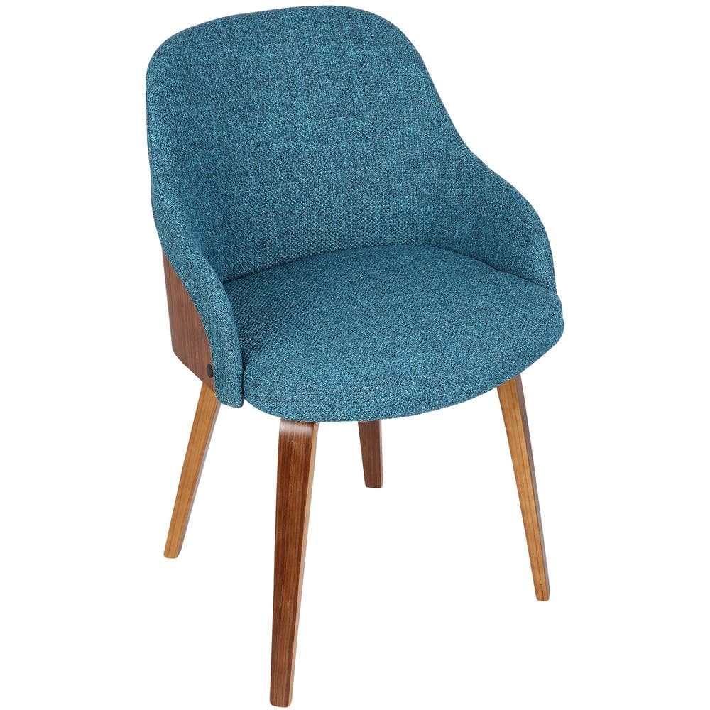 Teal Upholstered Scandinavian Arm Chair with Wood Frame