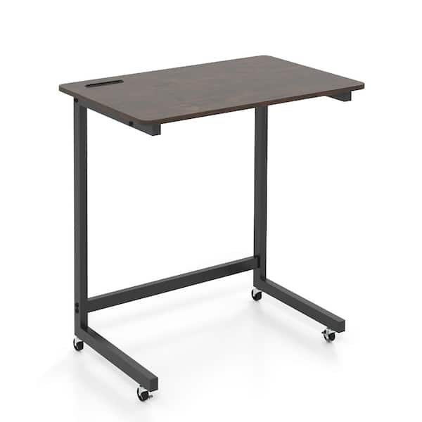 C-Shaped Rolling End Table, Phone Slot, Bedside Table with Wheels, Slide-Under Couch Table