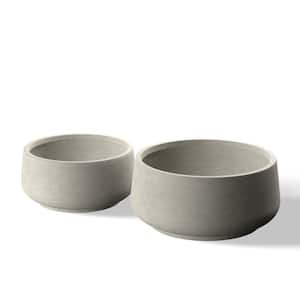 Lightweight 13.5 in. x 16.5 in. Dia Light Gray Large Round Concrete Plant Pot/Planter for Indoor and Outdoor Set of 2