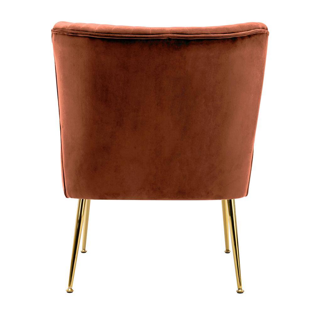 Scallop-Back Channel Tufted Velvet Accent Chair in Brown