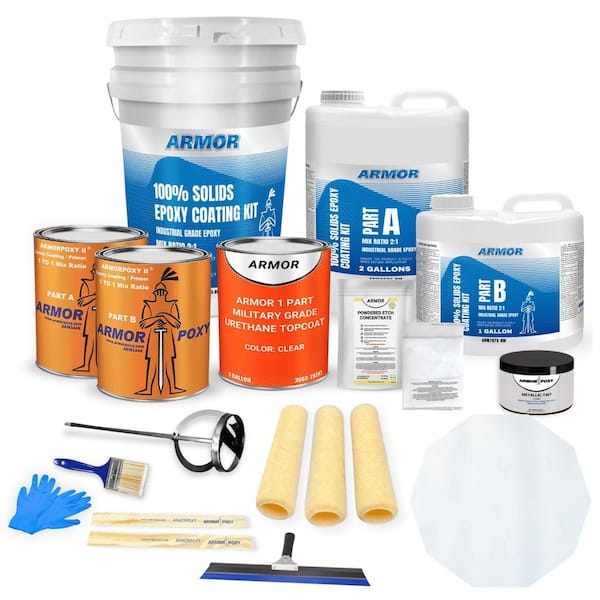 1.5 gal. Great White Gloss 2 Part Epoxy 300 sq. ft. Metallic Interior Concrete Basement and Garage Epoxy Floor Paint Kit