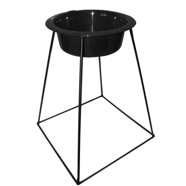 Platinum Pets 2 Cup Wrought Iron Pyramid Single Feeder with an Extra Wide Rimmed Bowl in Black