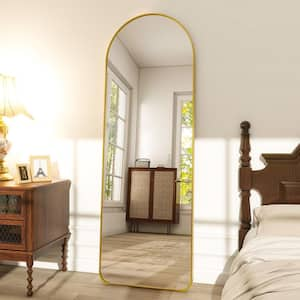 21 in. W x 64 in. H Arched Gold Aluminum Alloy Framed Rounded Full Length Mirror Standing Floor Mirror