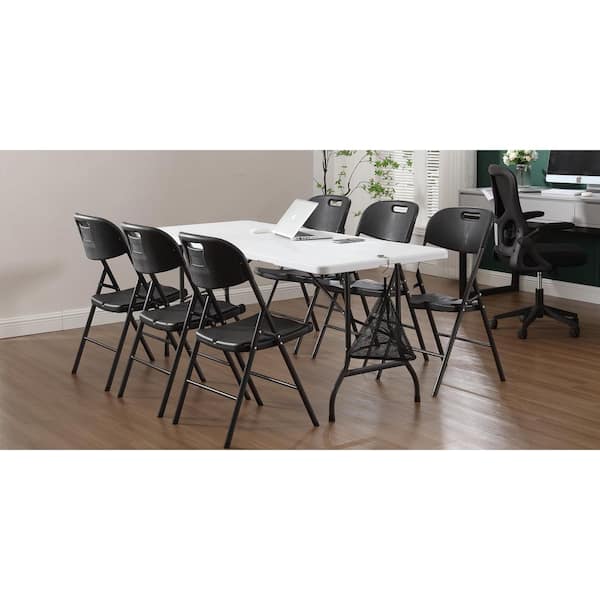 Mainstays 5-Piece Resin Folding Table & Chair Set – Black, Seats 4, No Assembly