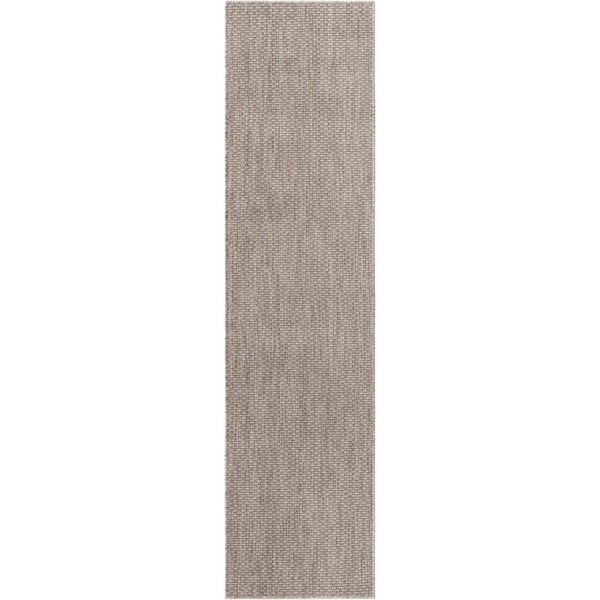 Unique Loom Outdoor Solid Beige 2 ft. x 8 ft. Area Rug