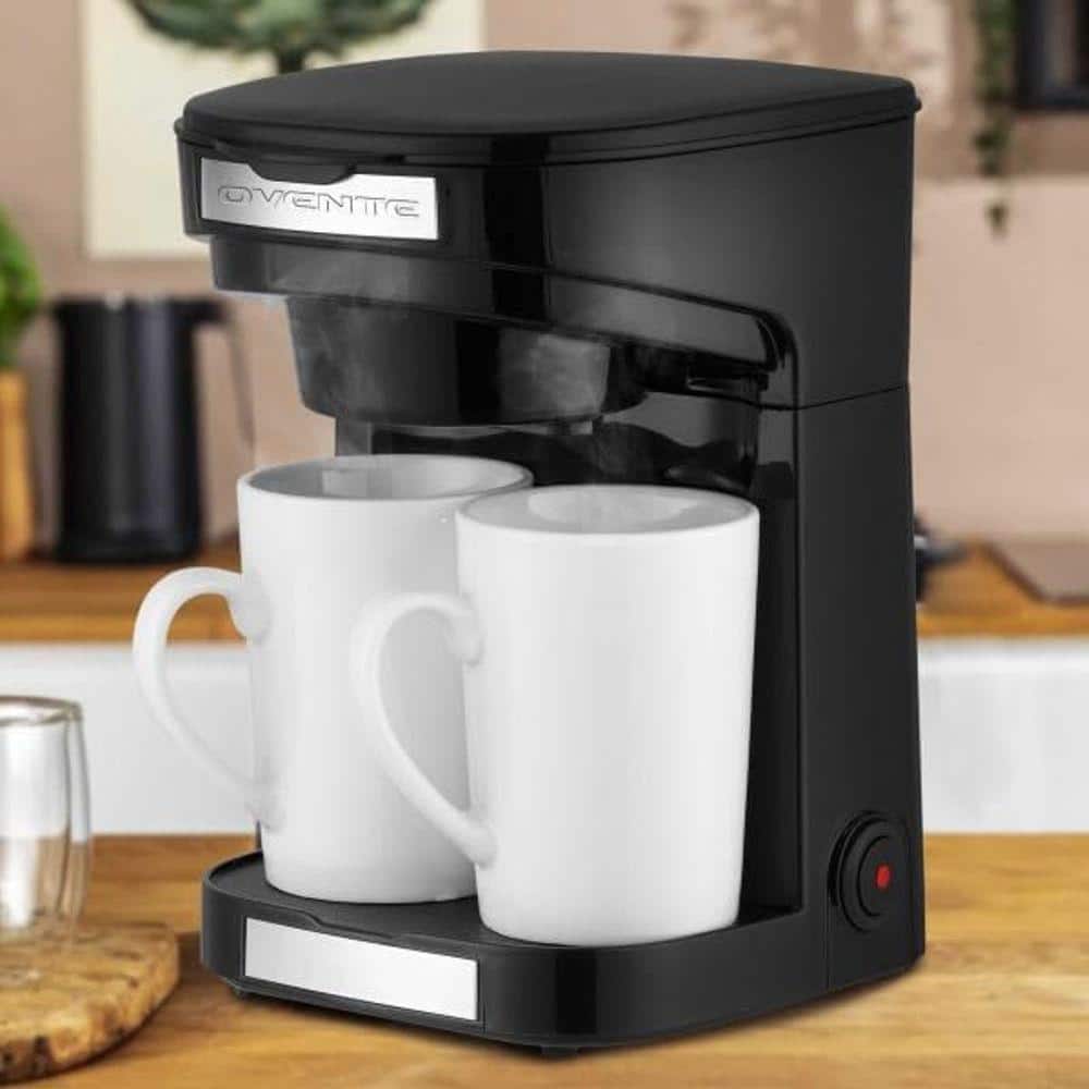 Series 2-Cup Black Drip Coffee Maker with Auto Shut-Off, 2 Ceramic Mugs, Compact Design Black CMDD2MB - Thumbnail 3