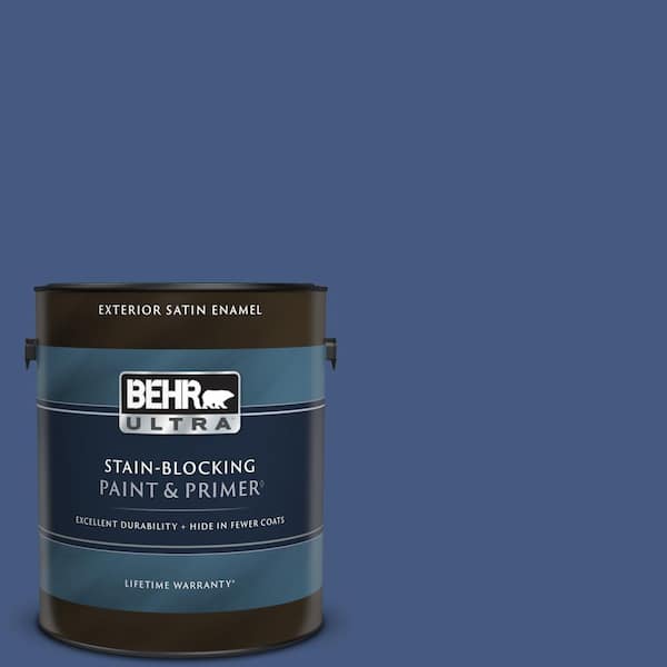 BEHR ULTRA 1 gal. #M540-7 Optimum Blue Satin Enamel Exterior Paint & Primer