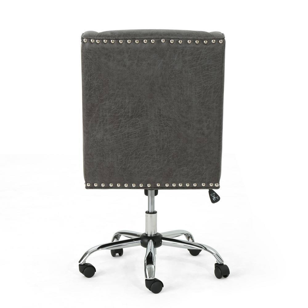 Slate Gray Mound Microfiber Swivel Desk Chair with Studded Base