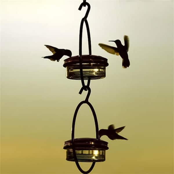 ITOPFOX 3-Pieces Red Glass Metal Hanging Mount Hummingbird
