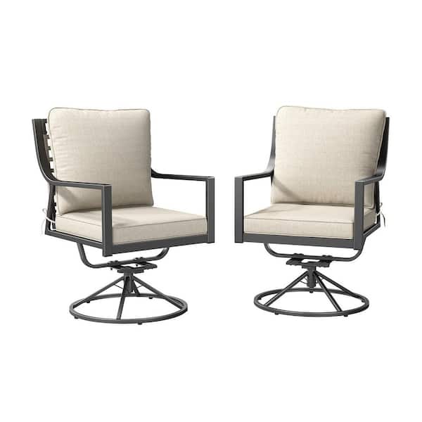 Pocassy 2-Piece Wicker Outdoor Dining Chairs Set with Cushions