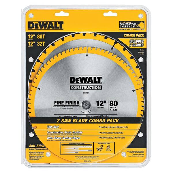 15 Amp Corded 12 in. Compound Single Bevel Miter Saw with 12 in. Miter Saw Blade 32-Teeth and 80-Teeth (4-Pack) 15 Amp Corded 12 in. Compound Single Bevel Miter Saw with 12 in. Miter Saw Blade 32-Teeth and 80-Teeth (4-Pack)