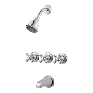 Pfirst Triple Handle 3-Spray Tub and Shower Faucet Trim 1.8 GPM 2.97 in. Polished Chrome [Valve Not Included]