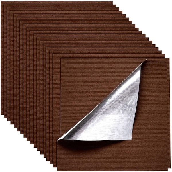 24 in. x 24 in. Square Carpet Tiles, 80 sq.ft., Dark Brown 20‑Piece Peel and Stick, Soft Pad for Office and Living Room