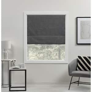 Acadia Grey Cordless Total Blackout Roman Shade 34 in. W x 64 in. L