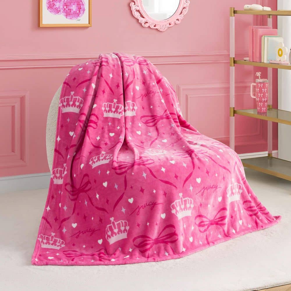 Twinkle Bows Vivid Pink Plush Polyester Kids Throw Blanket price history on PriceWatchPro