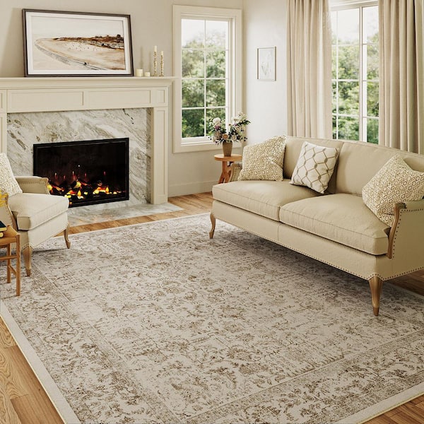 Entomology Brown 5 ft. x 7 ft. Vintage Floral Area Rug