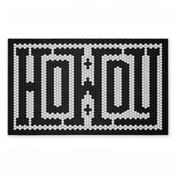 Western Greeting Howdy Black Black 18 in. x 30 in. Polyester Non-Slip Outdoor Door Mat