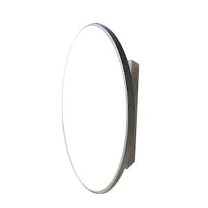 26 in. W x 26 in. H Round Metal Framed Surface Mount Medicine Cabinet with Mirror in Brushed Silver