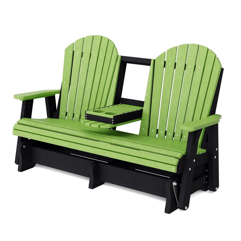 Heritage 2-Person Lime Green and Black HDPE Plastic Outdoor 5 ft. Glider with Console price history on PriceWatchPro