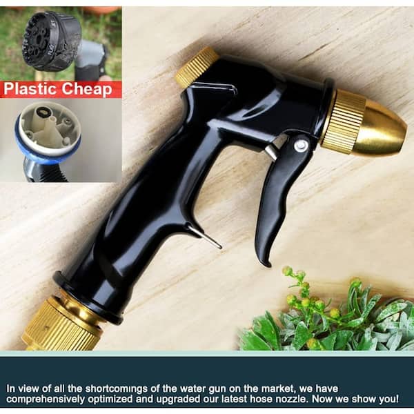 Garden Hose Nozzle, 100% Heavy Duty Metal Spray Gun with Full Brass Nozzle, High  Pressure Watering Nozzle B08Z85FFD4 - The Home Depot