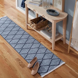 Everyday Rein Solid Diamond Blue 2 ft. x 7 ft. Machine Washable Rug