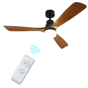52 in. Integrated LED Indoor Matte Black and Dark Brown Finished Surface Mount Ceiling Fan with Light and Remote Control