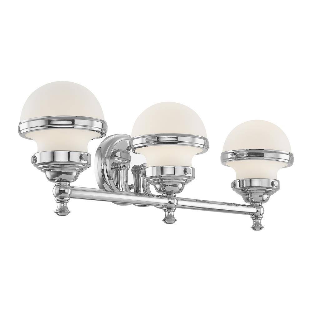 Oldwick Polished Chrome 3-Light Vanity with Satin Opal White Glass