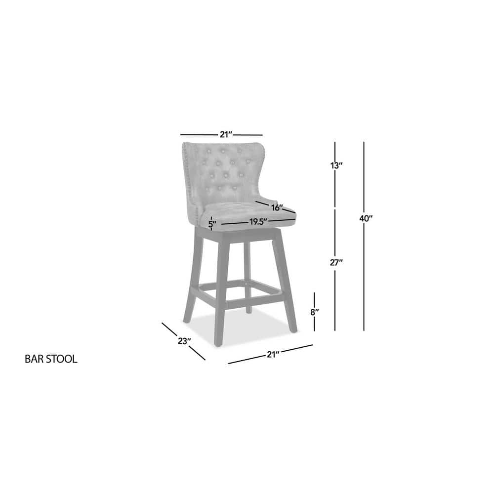 Holmes Mid Brown Leather 360 Swivel Counter-Height Barstool