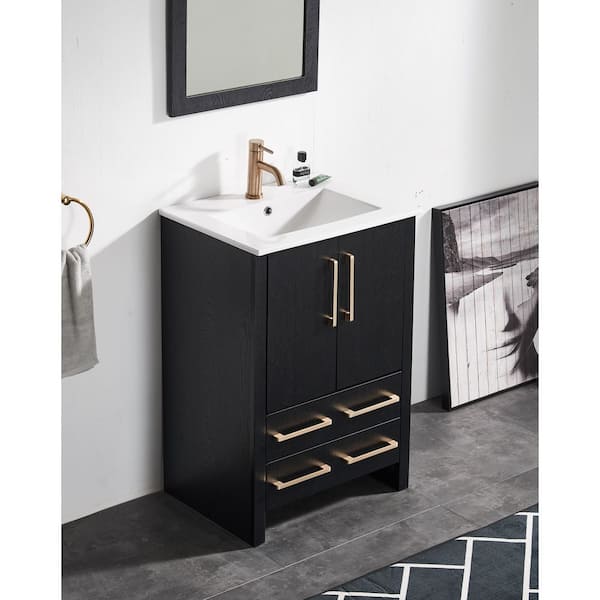 Cádiz 24in. Free-standing Single Bathroom Vanity in Fir Wood Black wit –  Vinnova Design