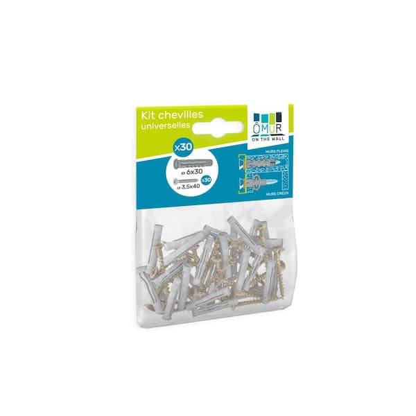 OMUR Screws and Drywall Anchors for OMUR Wall Mount System, Pack of 30 Screws with Anchors