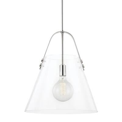 Karin 1-light Polished Nickel Extra Large Pendant with Clear Glass Shade