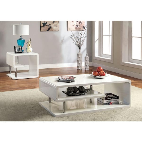 White gloss deals coffee table set