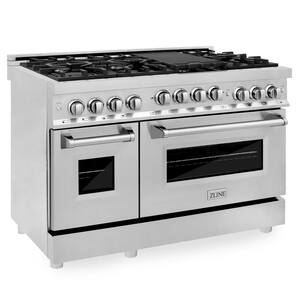48" 6.0 cu. ft. Double Oven Gas Range with Gas Stove and Gas Oven in. Stainless Steel (RG48)
