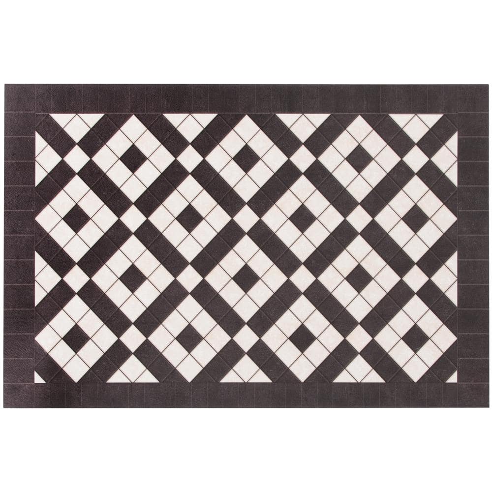 StyleWell Diamond Black/White 2 ft. x 3 ft. Vinyl Scatter Area Rug 8215 ...