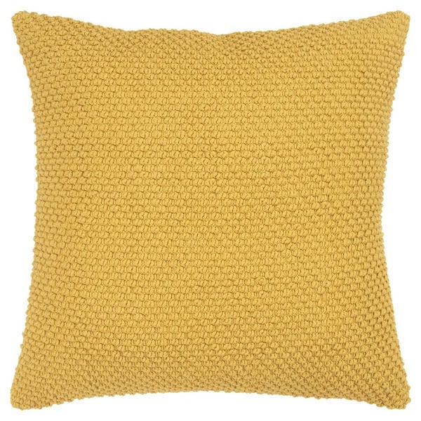 Gold Solid Polyester 20 in. x 20 in. Throw Pillow