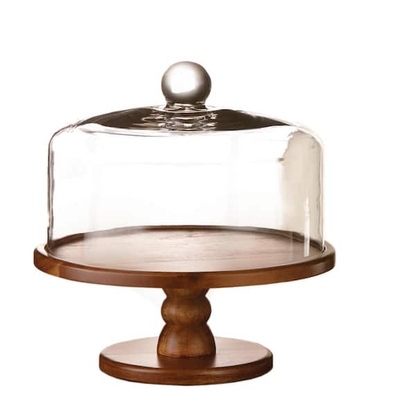 American Atelier 9 in. D x 10.25 in. H Clear Madera Pedestal Cake Plate