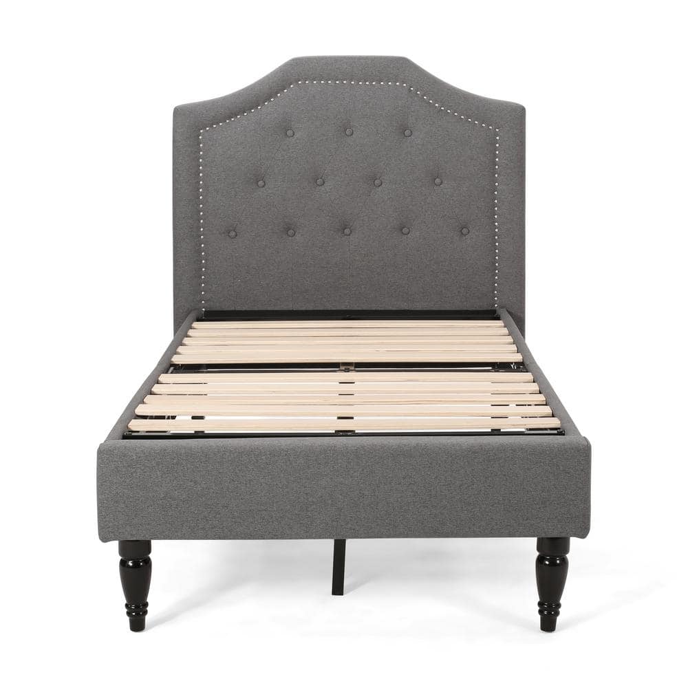 Noble House Elinor Charcoal Grey Wood, Gray Wood Twin Bed Frame