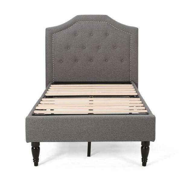 Noble House Elinor Charcoal Grey Wood, Twin Bed Frames Upholstered