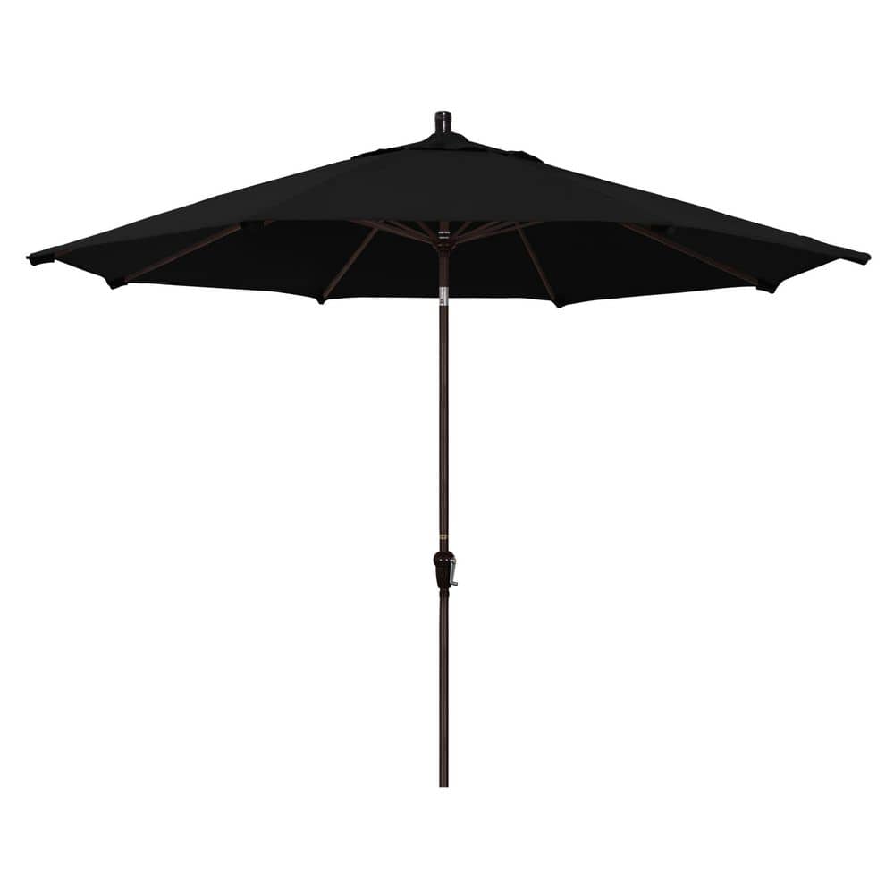 11 ft. Bronze Aluminum Market Patio Umbrella with Aluminum Ribs Auto Tilt Crank Lift in Black Sunbrella price history on PriceWatchPro