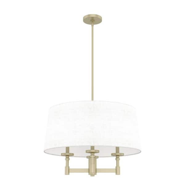 Briargrove 4-Light Painted Modern Brass Shaded Chandelier with Fabric Shade