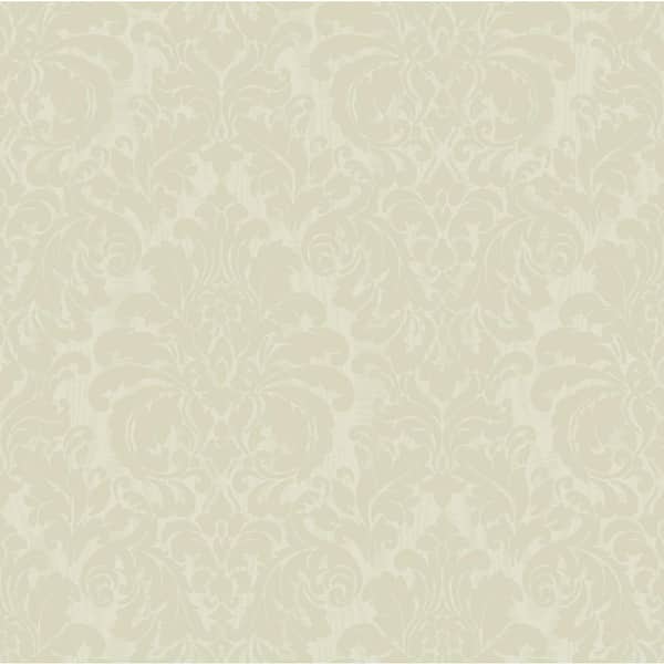 Betina Light Yellow Damask Vinyl Wallpaper